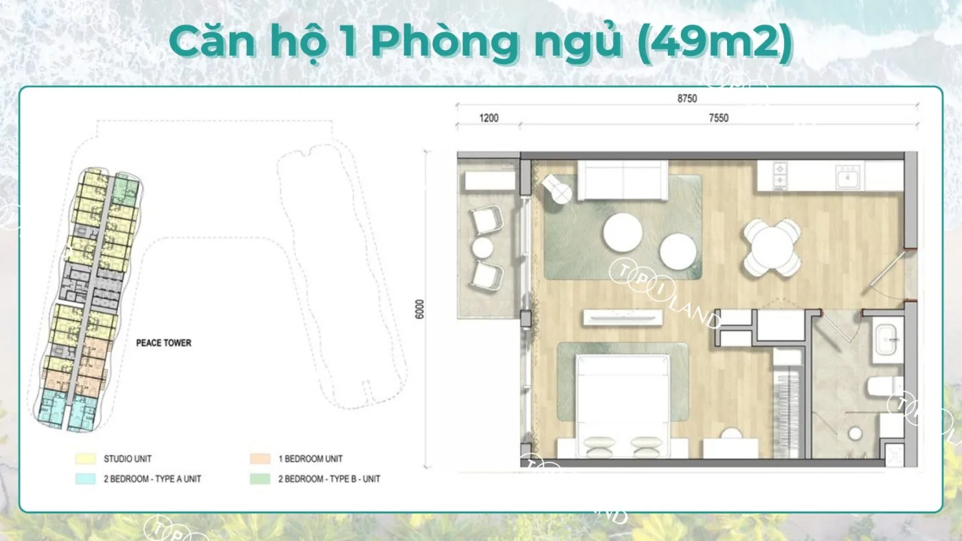 mat bang can ho 1pn maia ho tram