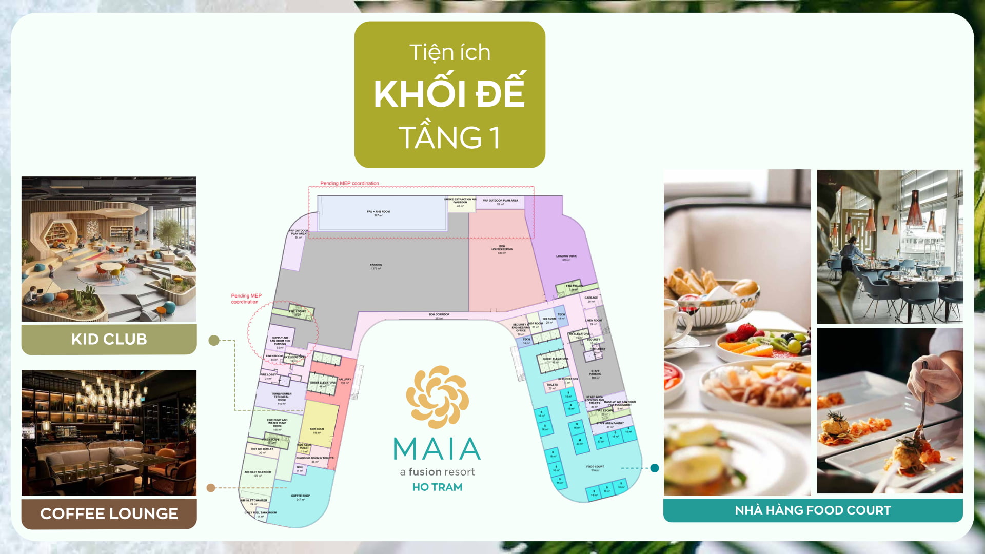 Mặt bằng Layout tầng khối đế Maia Resort Hồ Tràm